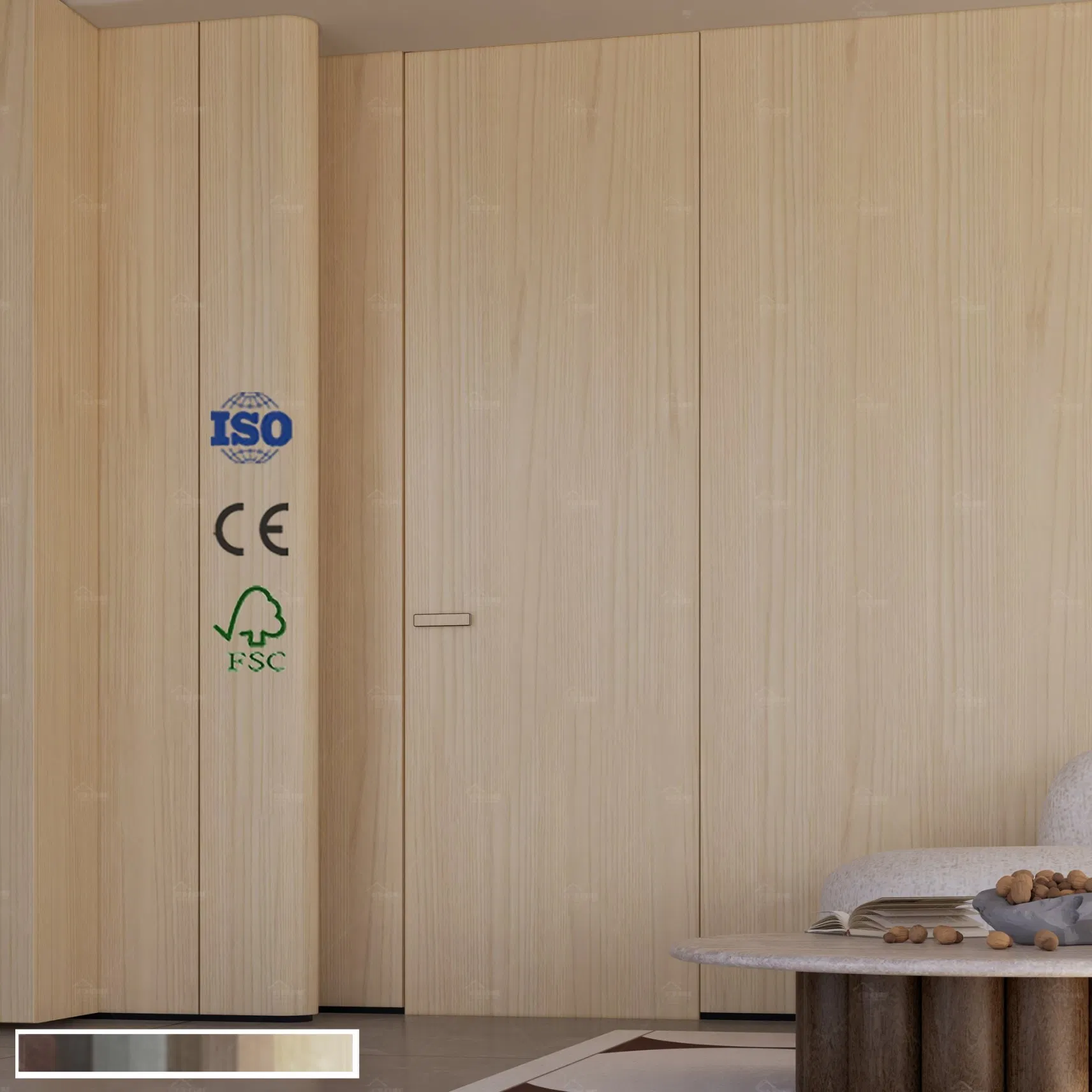 American Approved Custom Secret Room Door Flash Oak Single Panel Solid Invisible Door for Home