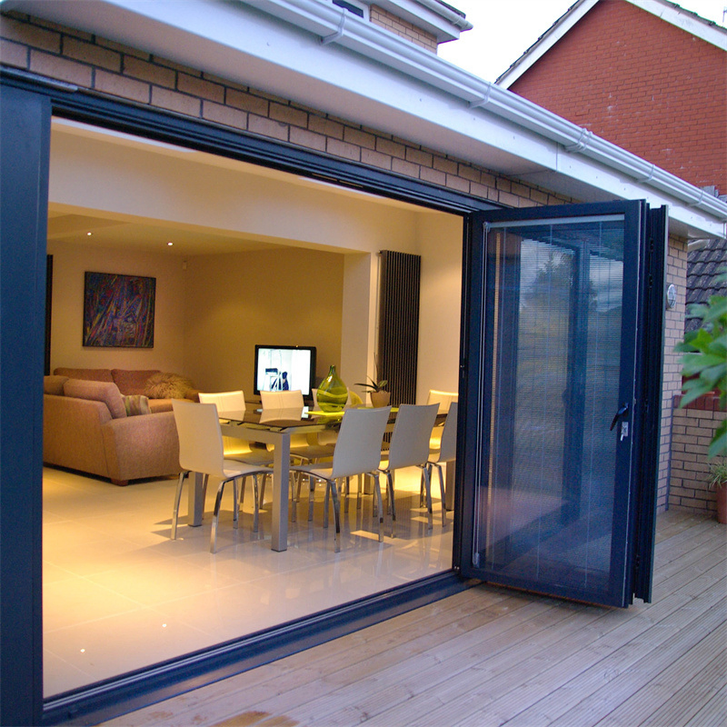 Manufacturer Folding Glass Wall Aluminum Patio Exterior Door Bifold Door