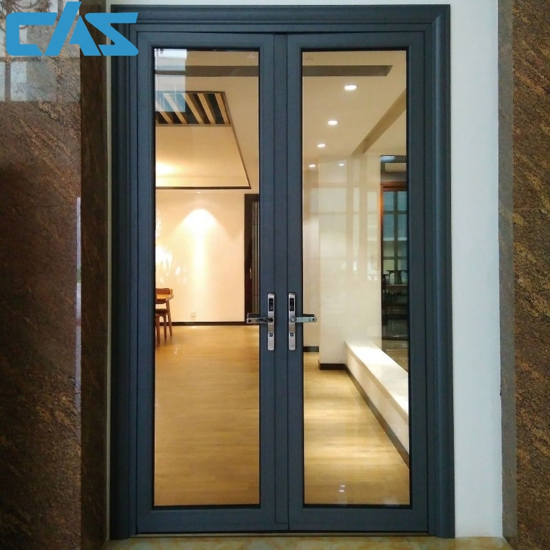 Puerta de pantalla de doble batiente de aluminio, puerta de seguridad de cristal batiente económica, puerta de aluminio con bisagra