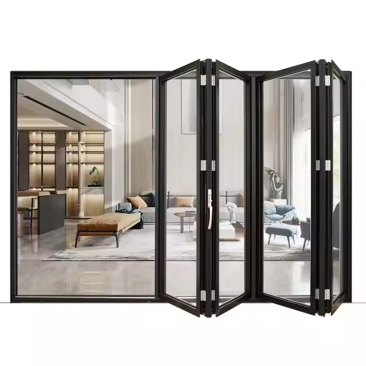 Custom 4 Panel Villa Sliding Door Patio Aluminum Glass Folding Bifold Door