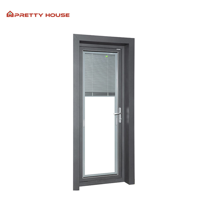 Hotel Exterior Interior Double Glass Door Aluminium Black Frame French Door