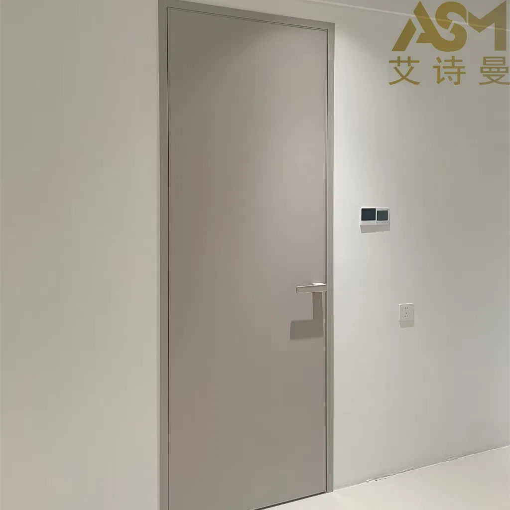 Wholesale Latest Design Aluminum Interior Flush Concealed Invisible Timber Solid Wooden Bedroom Hidden Secret Interior Solid Luxury Wooden Door
