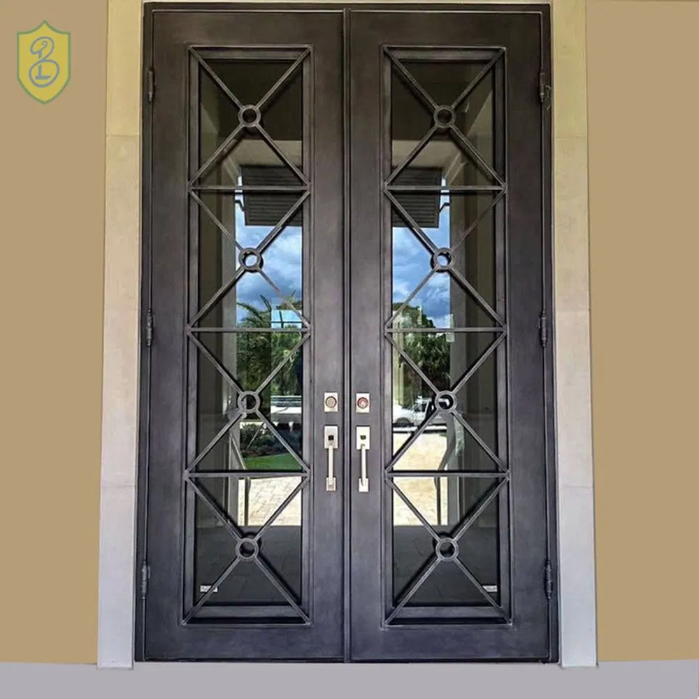 Exterior Modern Fiberglass Entry Door with 2 Sidelights Door