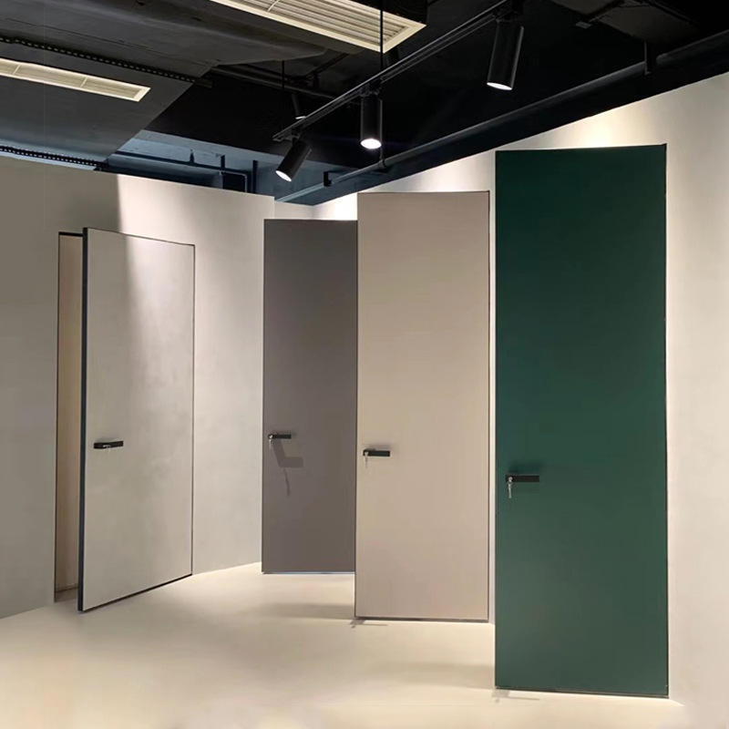 White Primed Frameless Hidden Interior Wooden Door Modern Invisible Flush Hidden Interior Doors Swing Secret Door