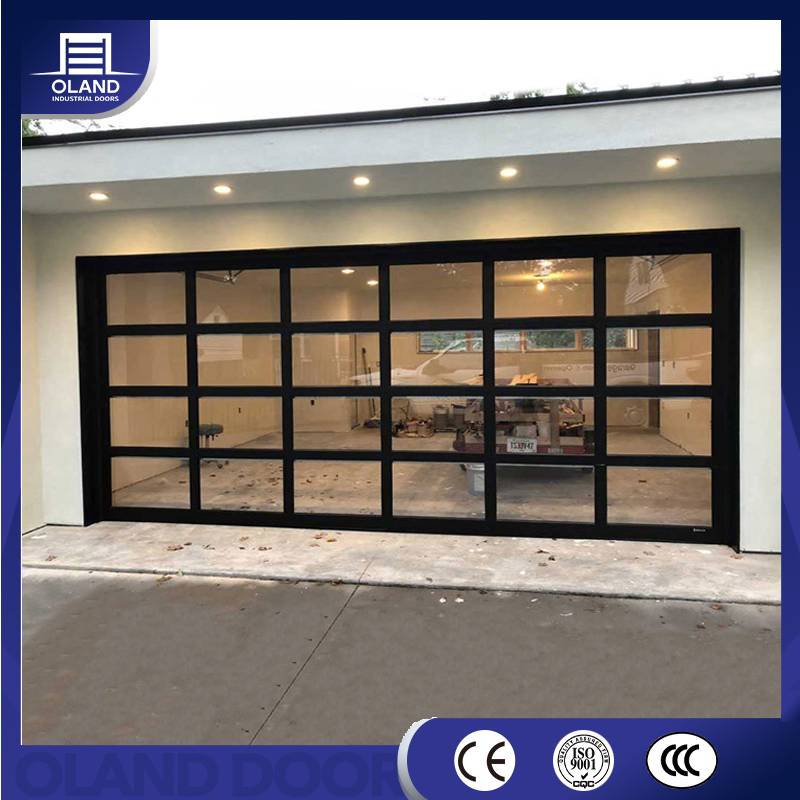 Modern Luxury Impact Tempered Glass Garage Door Aluminum Alloy Tempered Clear Frosted Insulated Commercial Glass Sectional Garage Doors for Villa Homes
