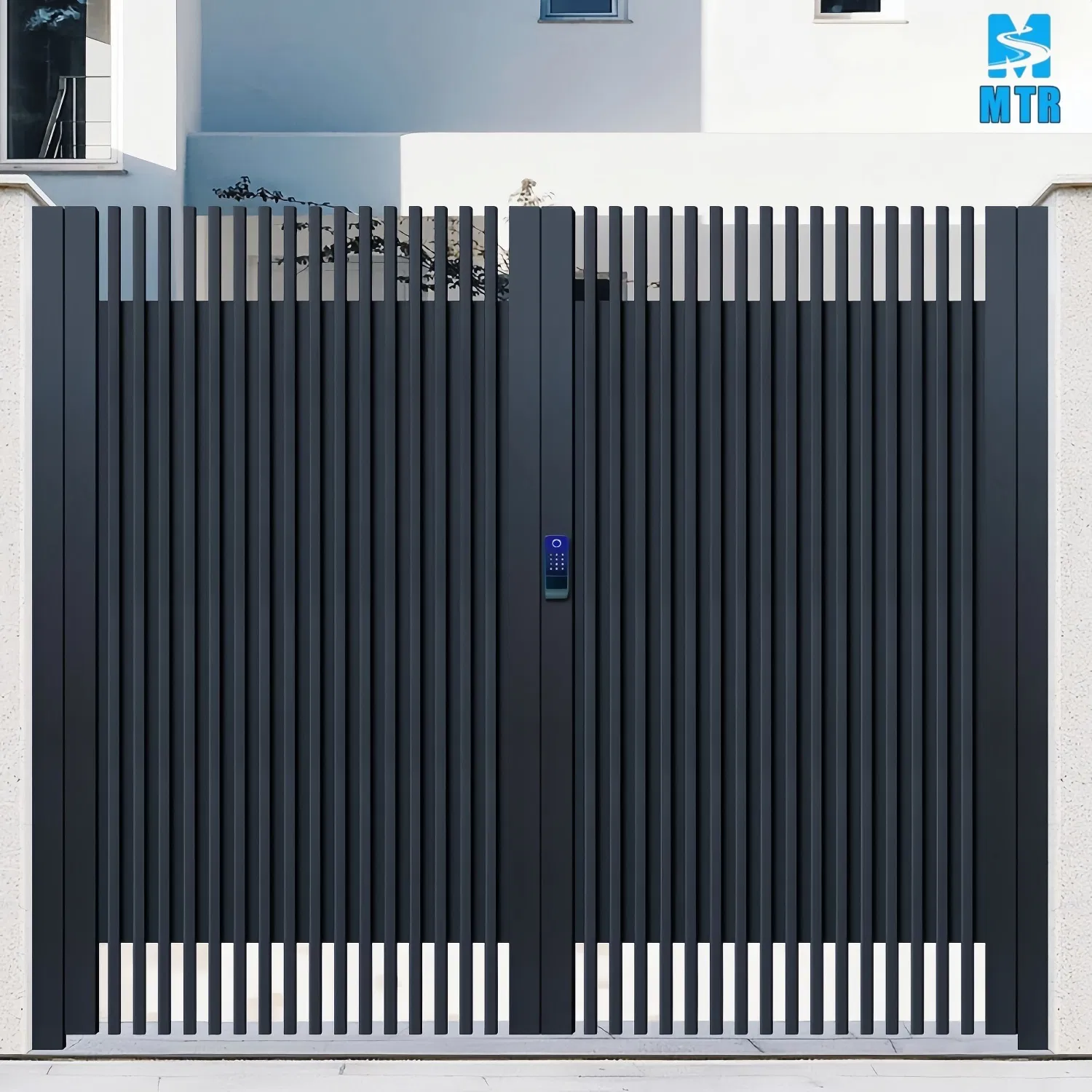 Outside Double Swing Gate Door Electric Control Design Luxurious Main Aluminium Alloy Gate
