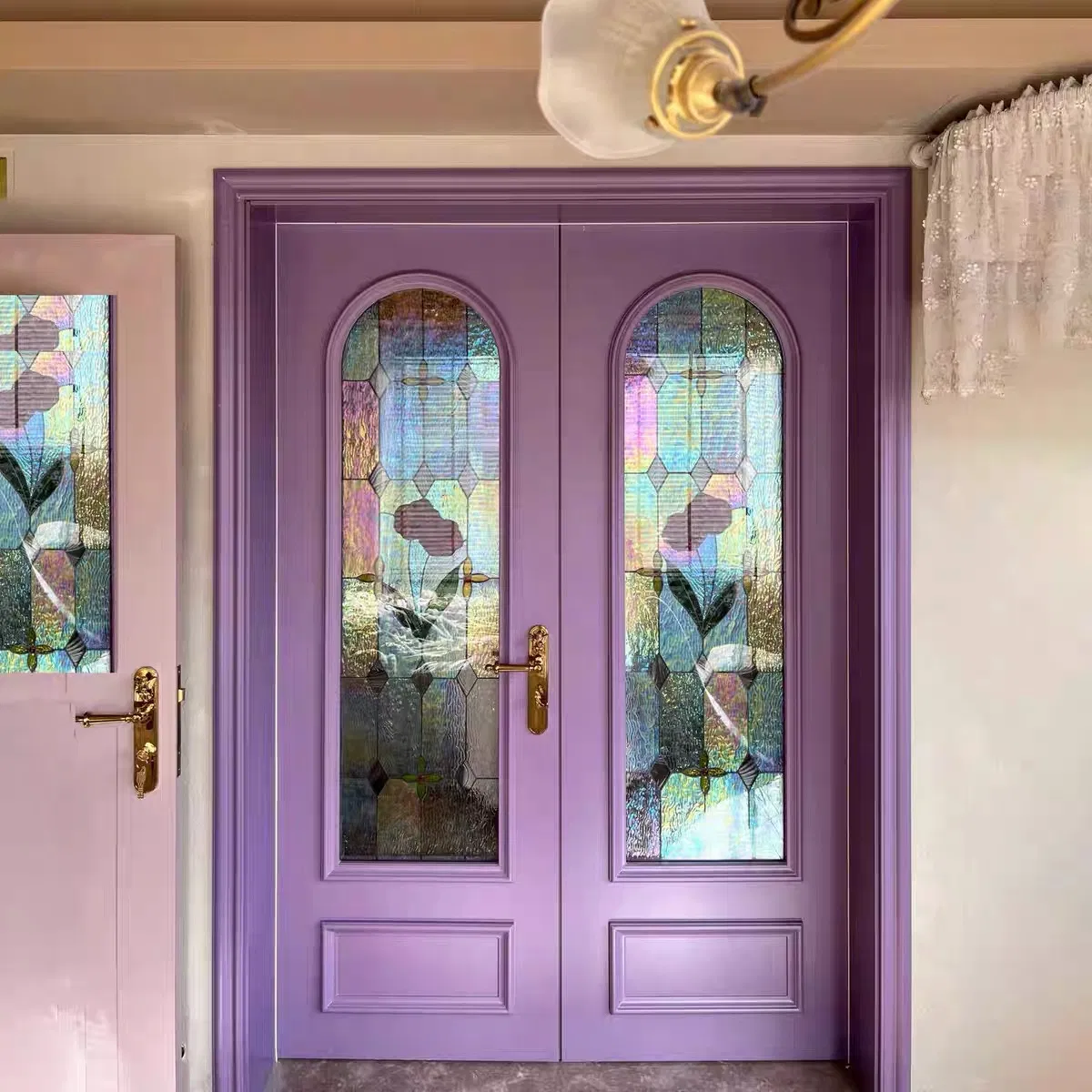 Custom Modern Entry Doors Exterior Smooth Fiberglass Door with Glass