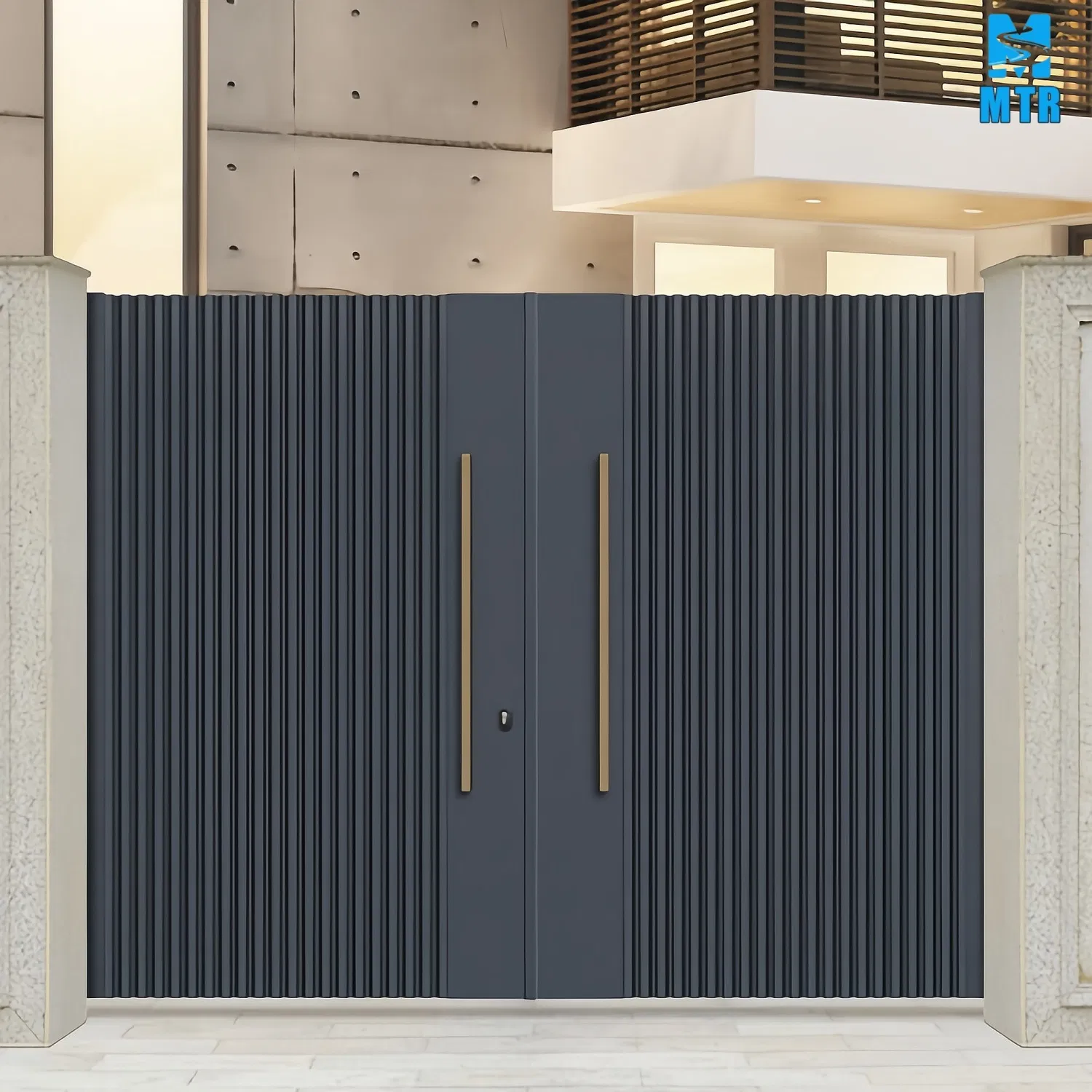 Outside Double Swing Gate Door Electric Control Design Luxurious Main Aluminium Alloy Gate