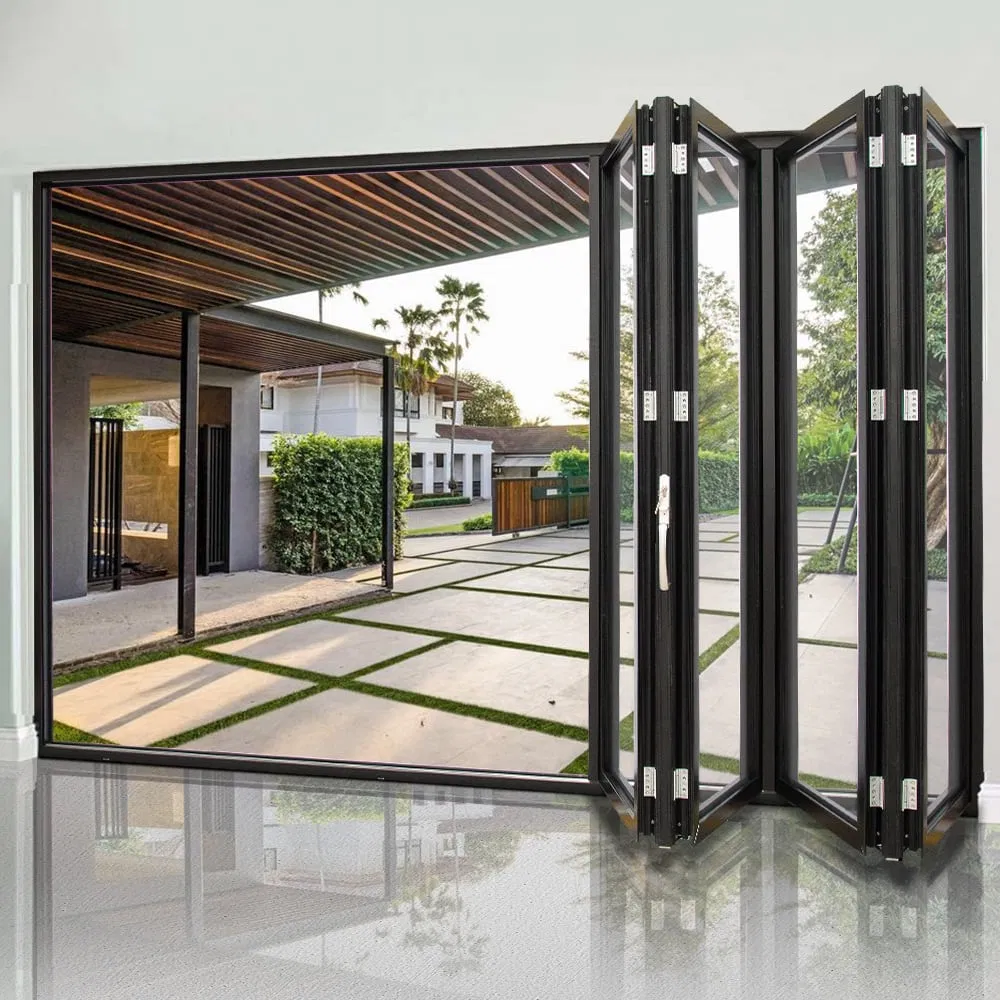 French Interior Folding European Aluminium Exterior Glass Folding Doors Price