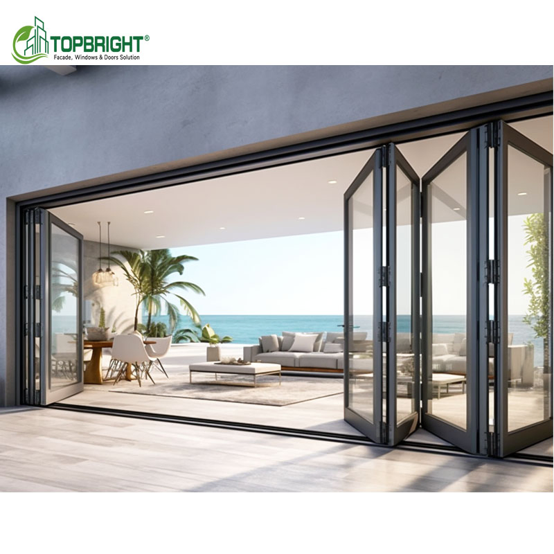 Aluminum Exterior Door Balcony Patio Lowe Soundproof Glass Garden Aluminum Bifold Folding Door