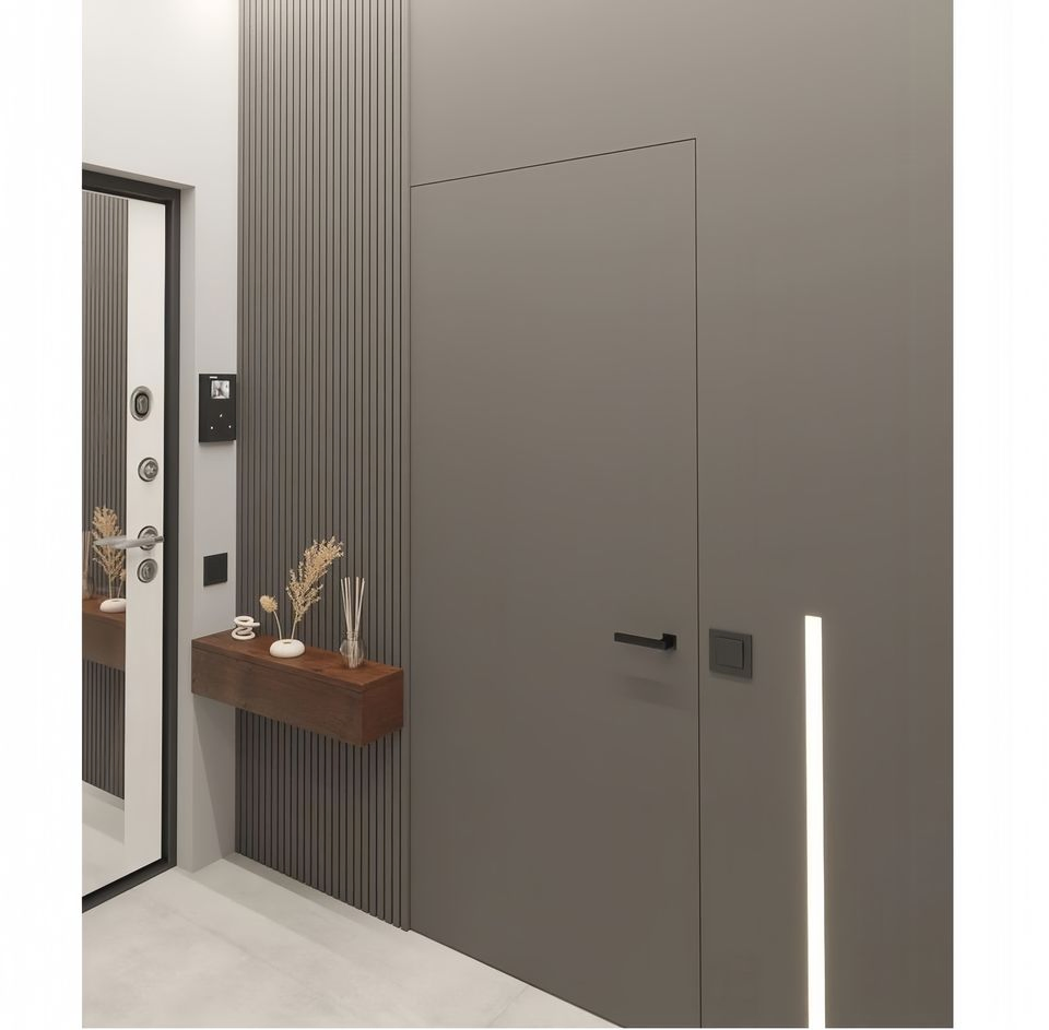 Luxury Frameless Wood Aluminium Hidden Door Custom Interior Pre-Hung Office House Room Invisible Secret Design Slab Door