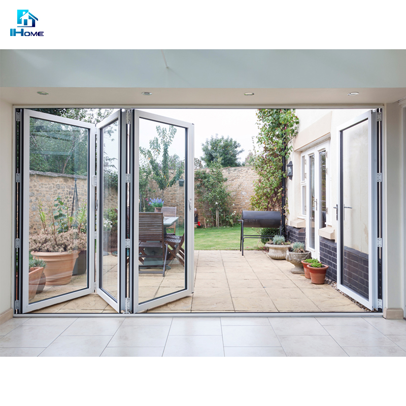 New Design Aluminium Glass Exterior Accordion Folding Aluminum Bifold Patio Door