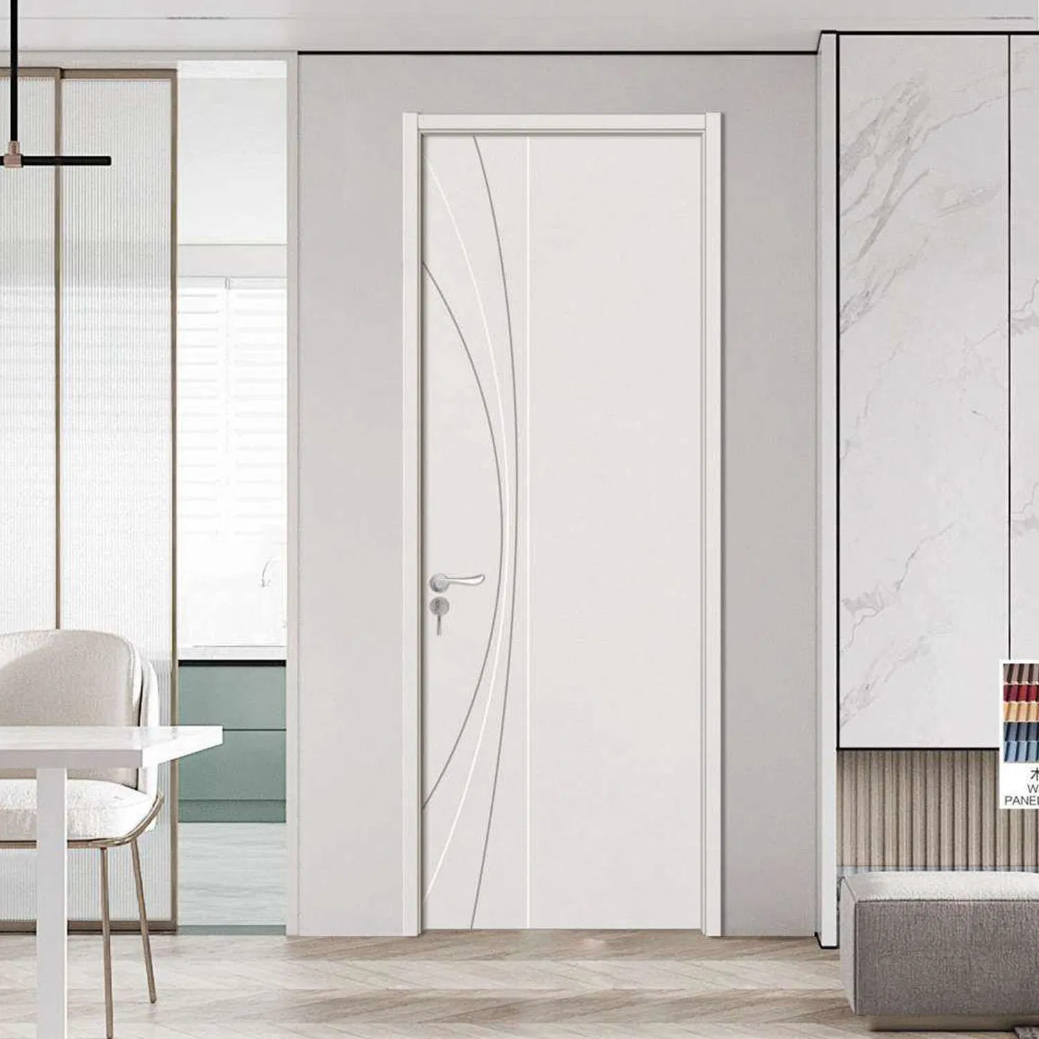 Wholesale Interior Customized PVC WPC Waterproof Soundproof Interior Door Sliding Barn Door