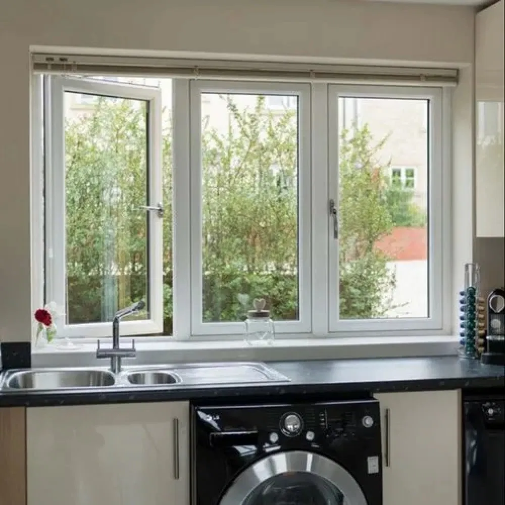 European Style Double Glass Casement Window Plastic Steel PVC/ UPVC Windows and Doors for Apartment Residential