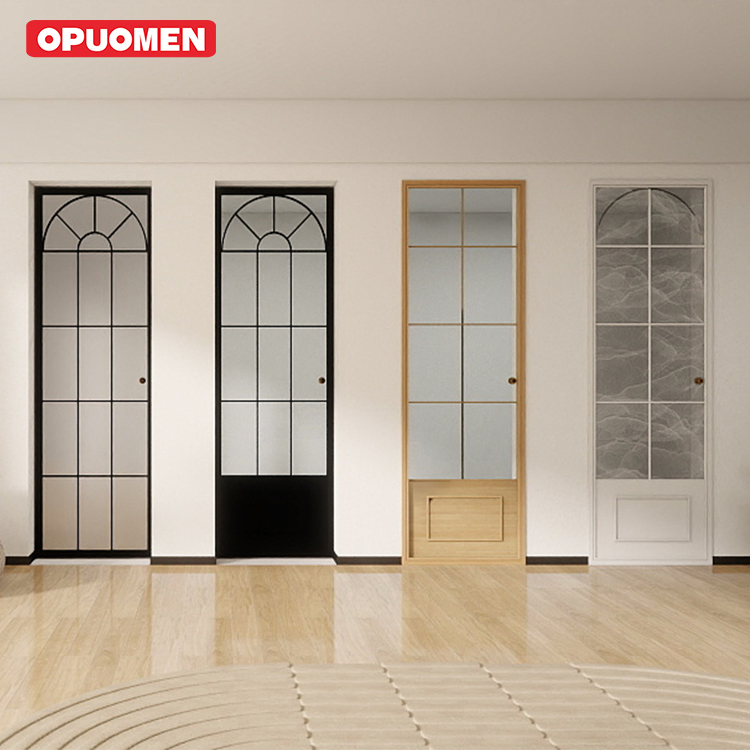 French Aluminium Glass Single Bathroom Doors Toilet Aluminum Framed Casement Doors