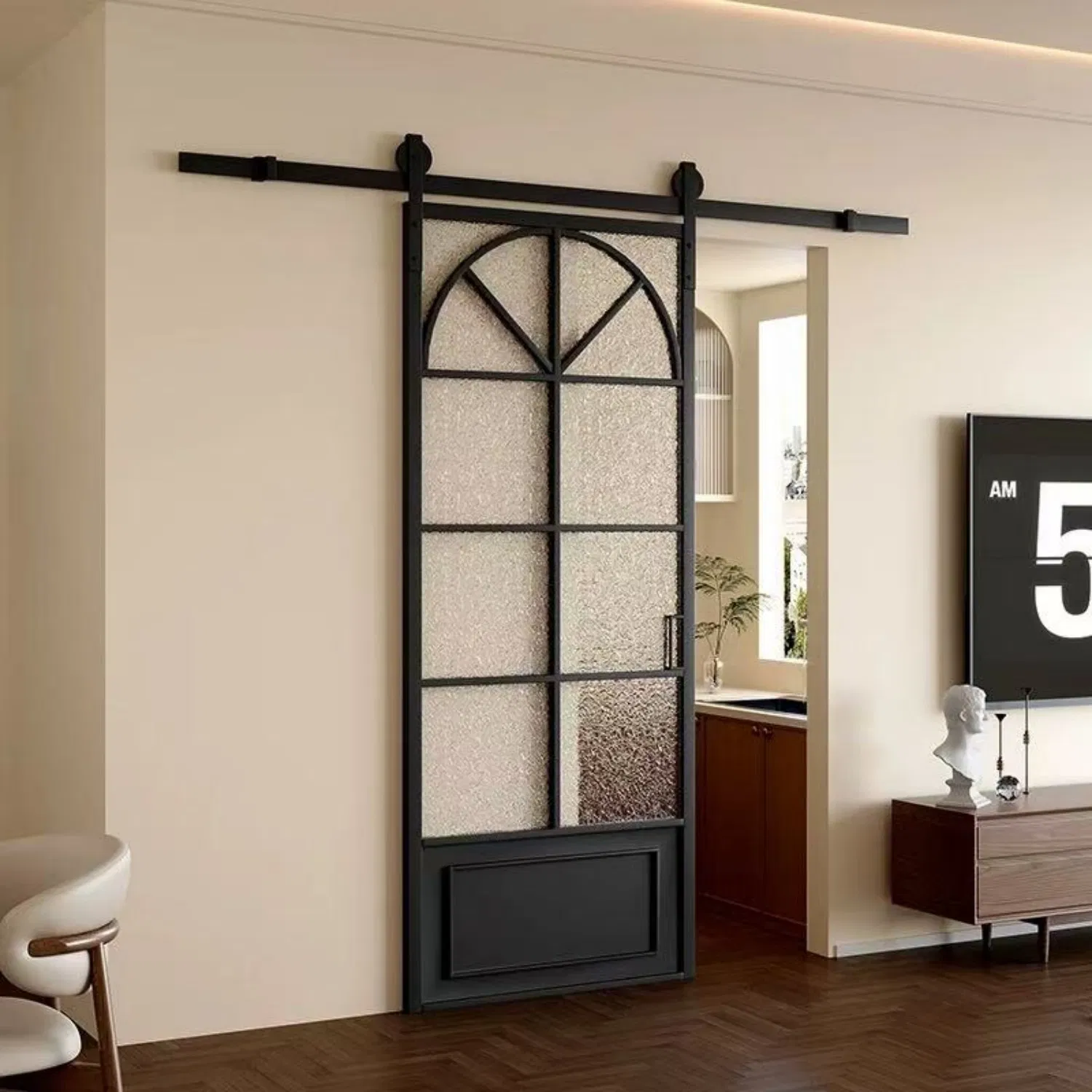 Barn Sliding Pocketphantom Gatehidden Bookshelf Solid Wood Wooden Aluminum Alloy Glass Study Room Customize Door