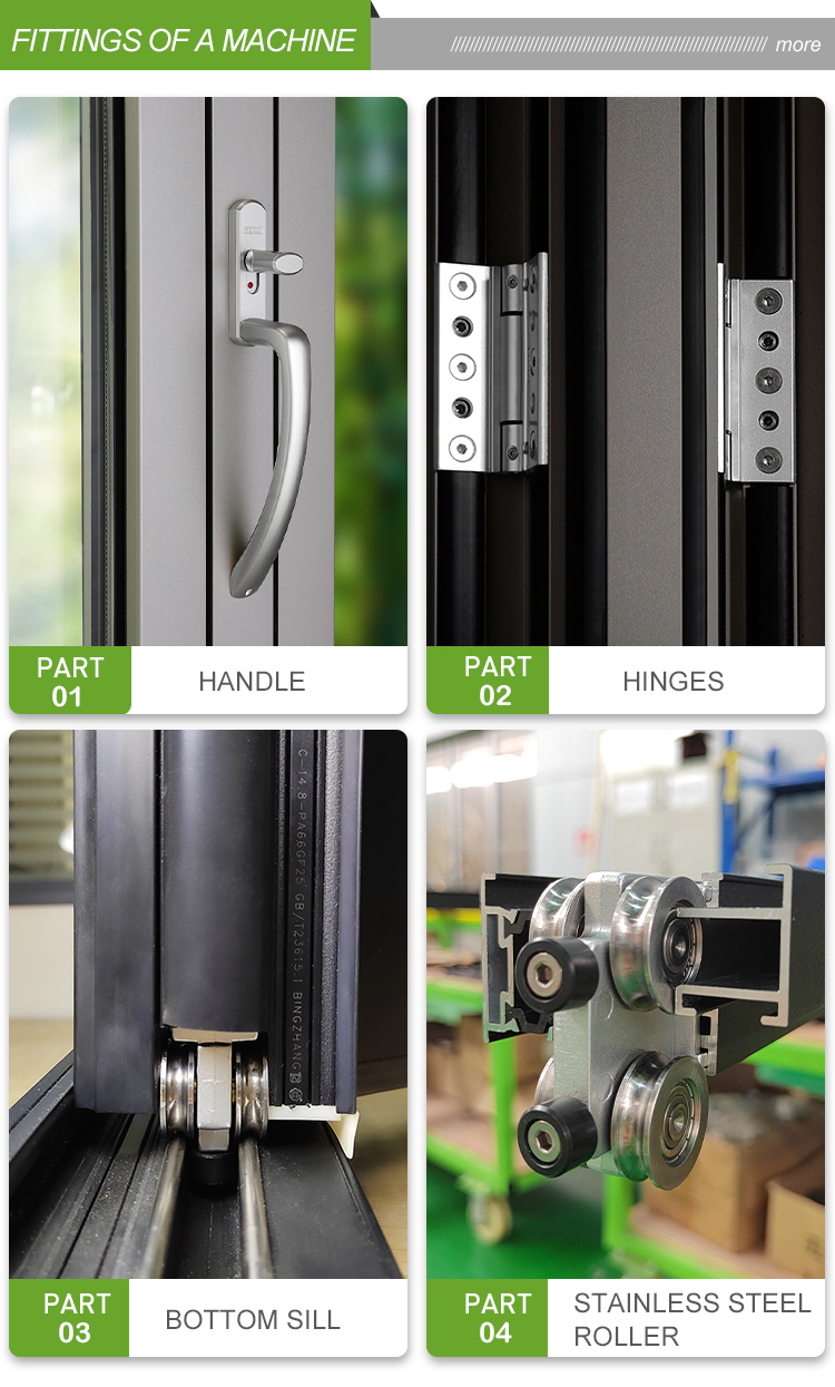 Aluminum Exterior Door Balcony Patio Lowe Soundproof Glass Garden Aluminum Bifold Folding Door