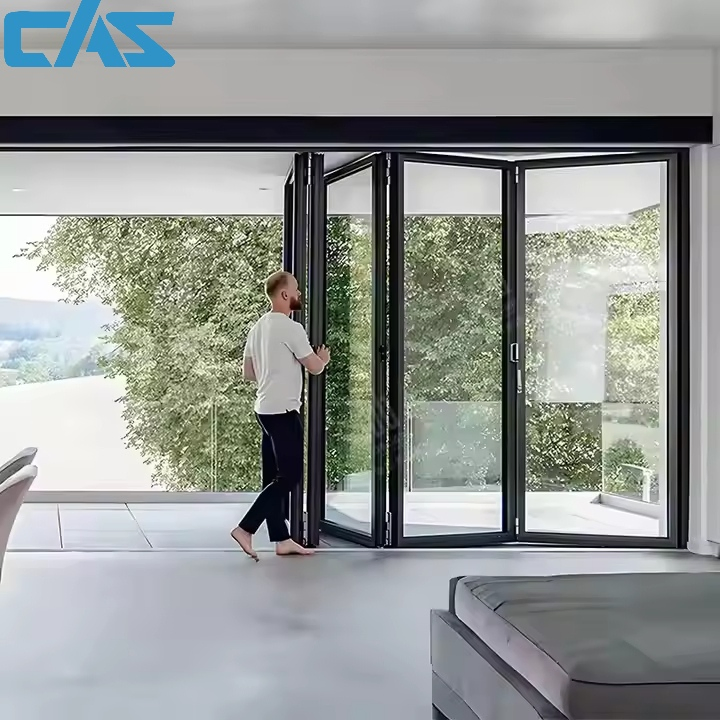 CAS Aluminum Glass Bifold Door Folding Sliding Door Space-Saving Design Smooth Operation Indoor Outdoor Patio Folding Door