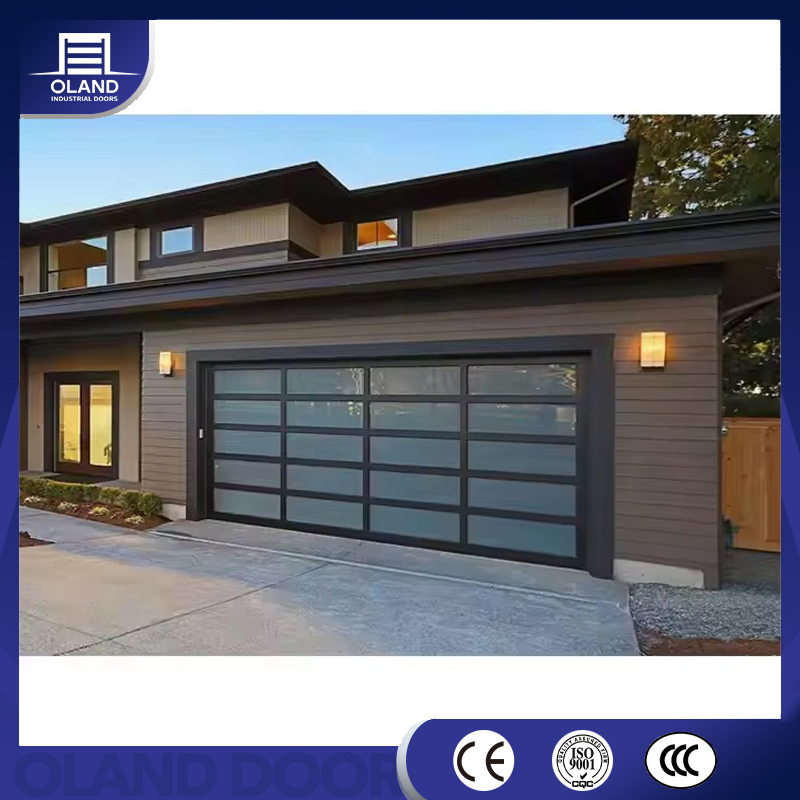 Modern Luxury Impact Tempered Glass Garage Door Aluminum Alloy Tempered Clear Frosted Insulated Commercial Glass Sectional Garage Doors for Villa Homes