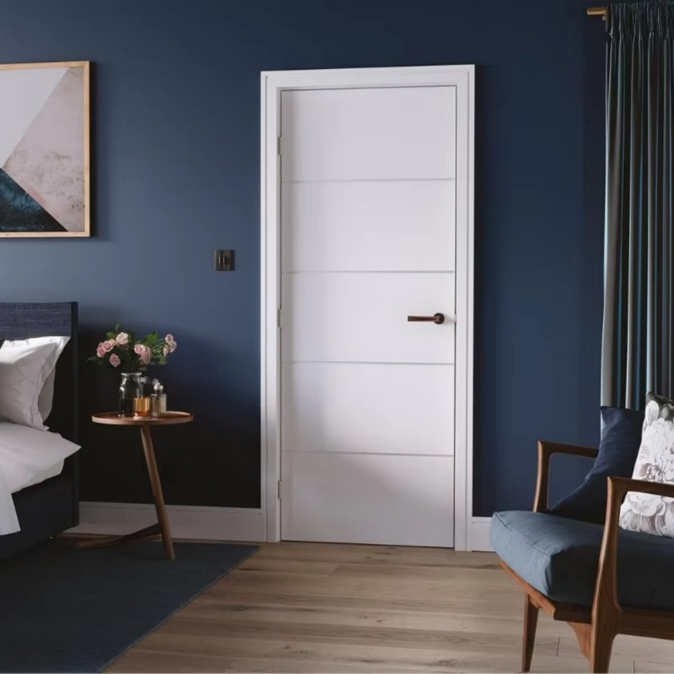 High-Quality MDF Door Skin PVC/Paint Finishing Flush Solid Wood Core Acoustic Soundproof Wooden Door for Home Renovation