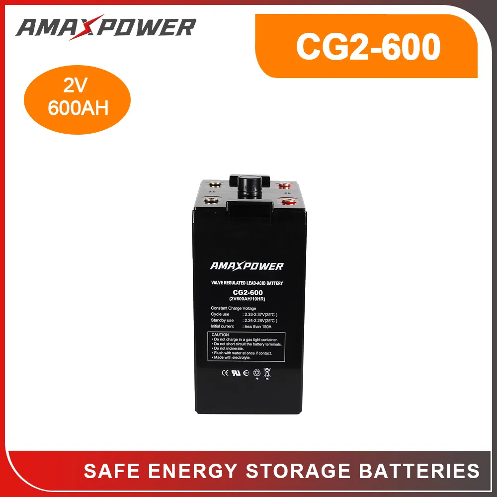 Amaxpower Accumulator High Level Security Function Deep Cycle AGM 2V 600ah Industrial Rechargeable Battery for Backup Power/Communication Equipment