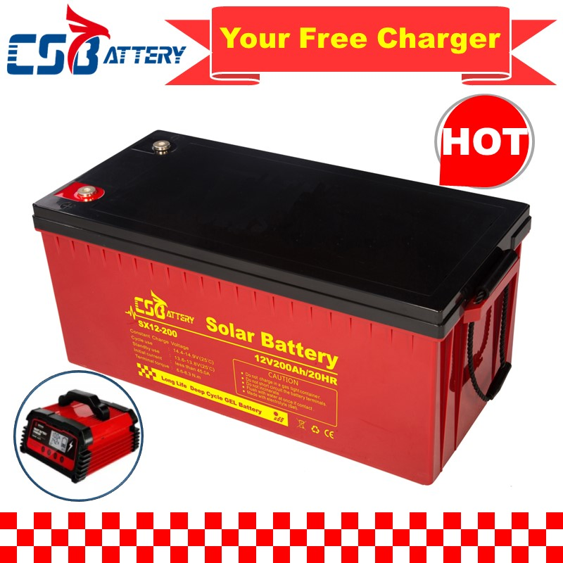 Csbattery 12V 100ah/150ah/200ah Deep-Cycle Gel Rechargeable Storage Battery for Solar Panel/Inverter/Power-Tool/UPS/Electric-Scooter/Bicycle/Vehicle/Pack/6V/Csb