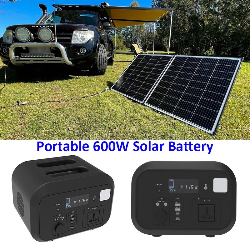 Folding Solar Panel Rechargeable Backup Power LiFePO4 Battery Emergency 600W Portable Power Station