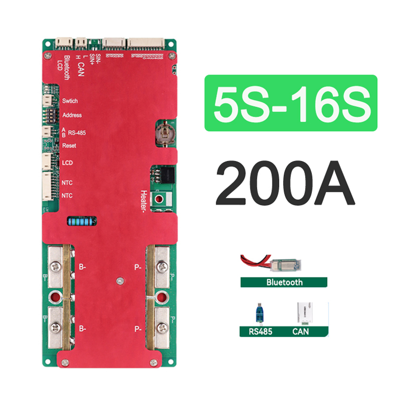 BMS LiFePO4 16s 48V 200A Active Balance Battery Management Systems Smart 16s BMS with Ntc RS485