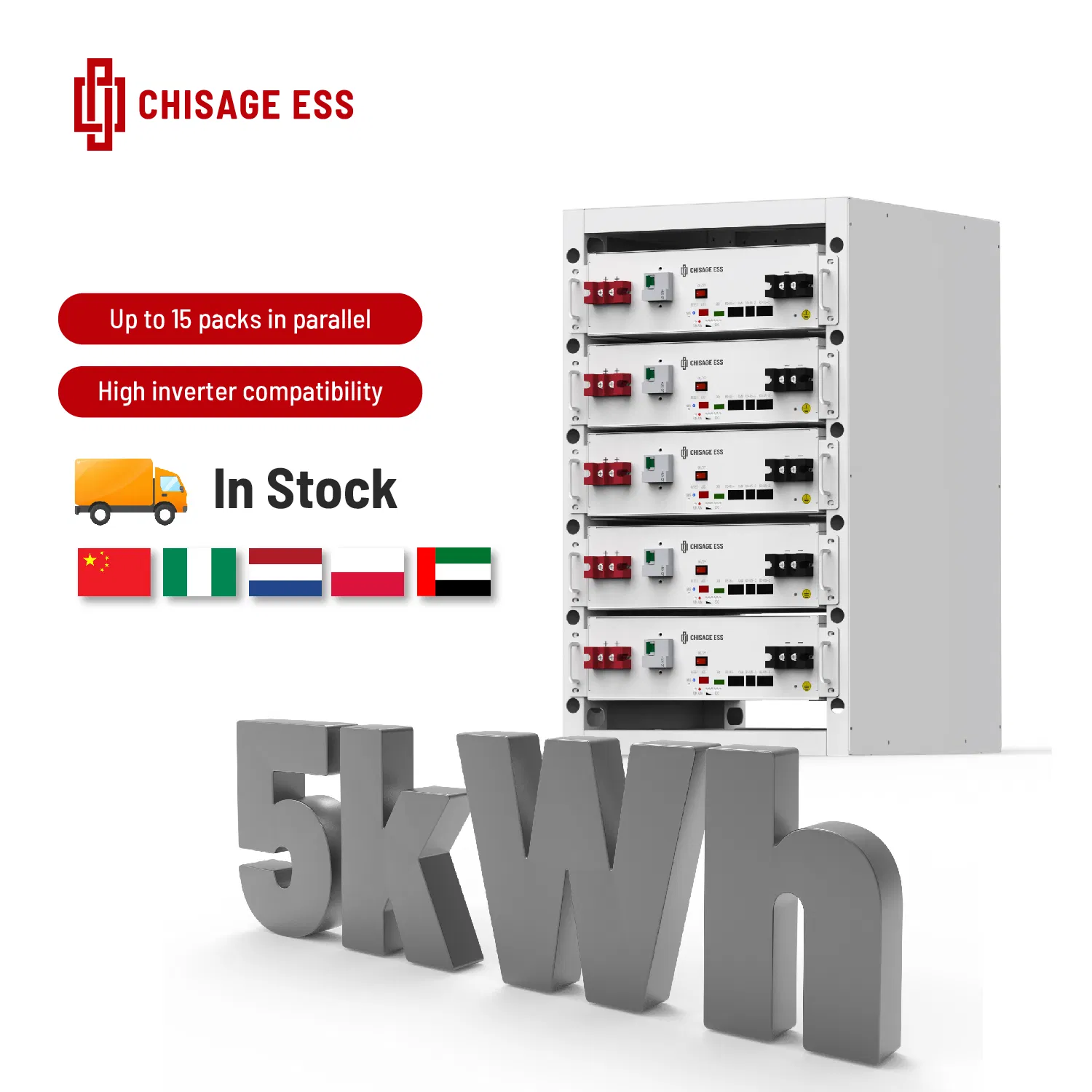 Chisage Rack Mounted Deep Cycle Lithium Iron Phosphate Battery LiFePO4 Rechargeable 48V 100ah Battery for Energy Storage System