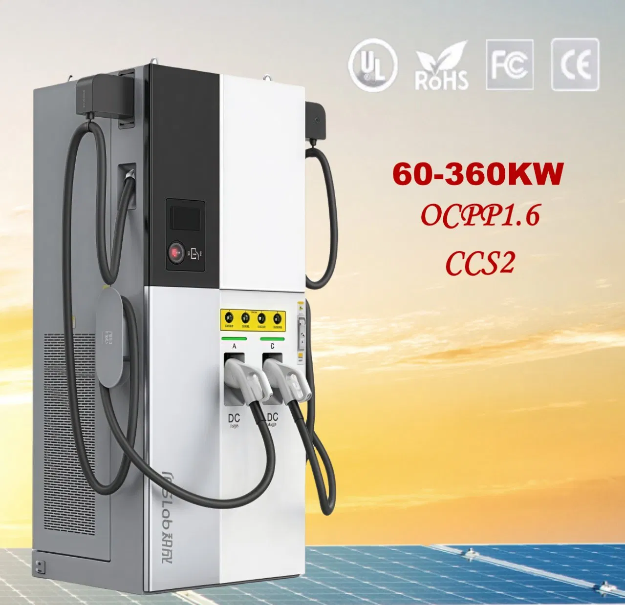 Rapid Fast PV Solar Charging Solution DC Electric Vehicle Car Battery EV Charging Solution with CCS2 GB/T Dual Gun APP Ocpp1.6