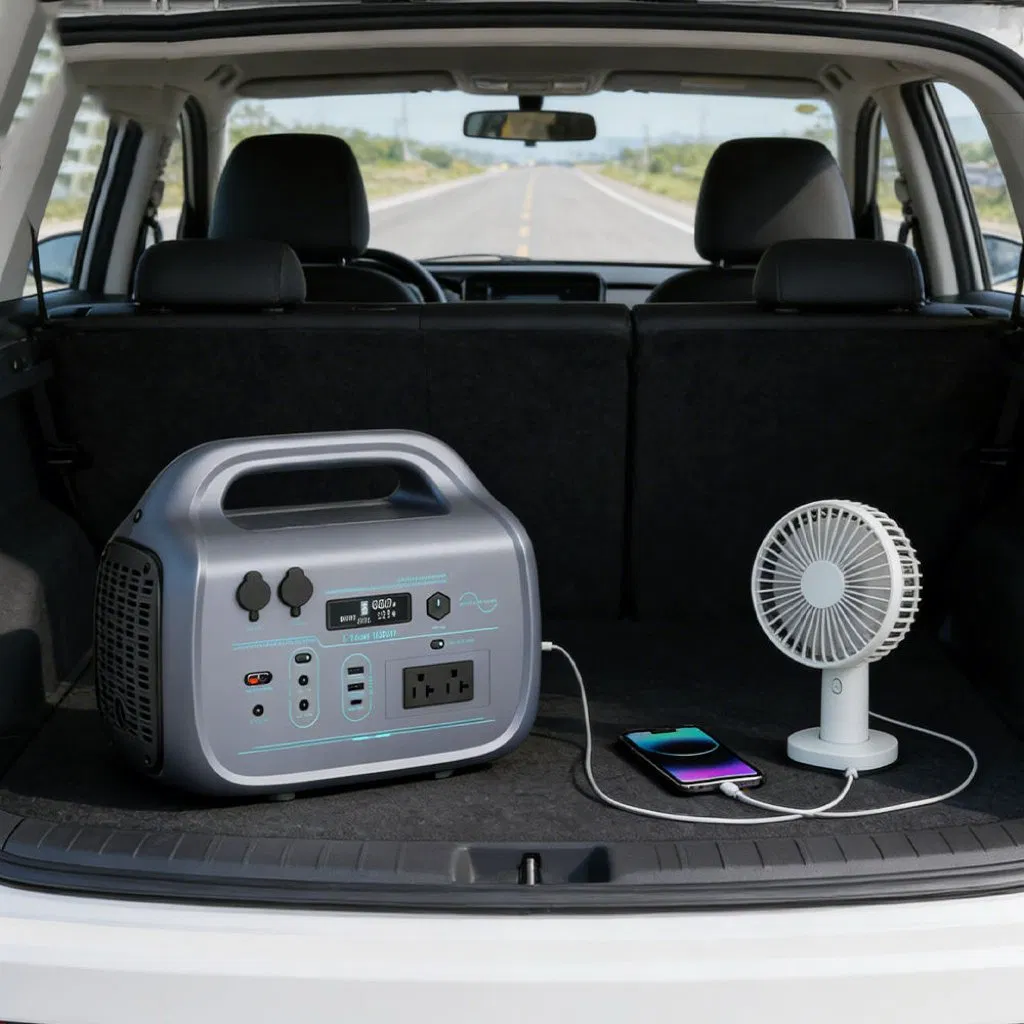 1000W 1075wh LiFePO4 Lithium Iron Battery Outdoor Portable Power Station UK Compatible AC/DC Type-C for Camping Car Use Energy Storage Battery