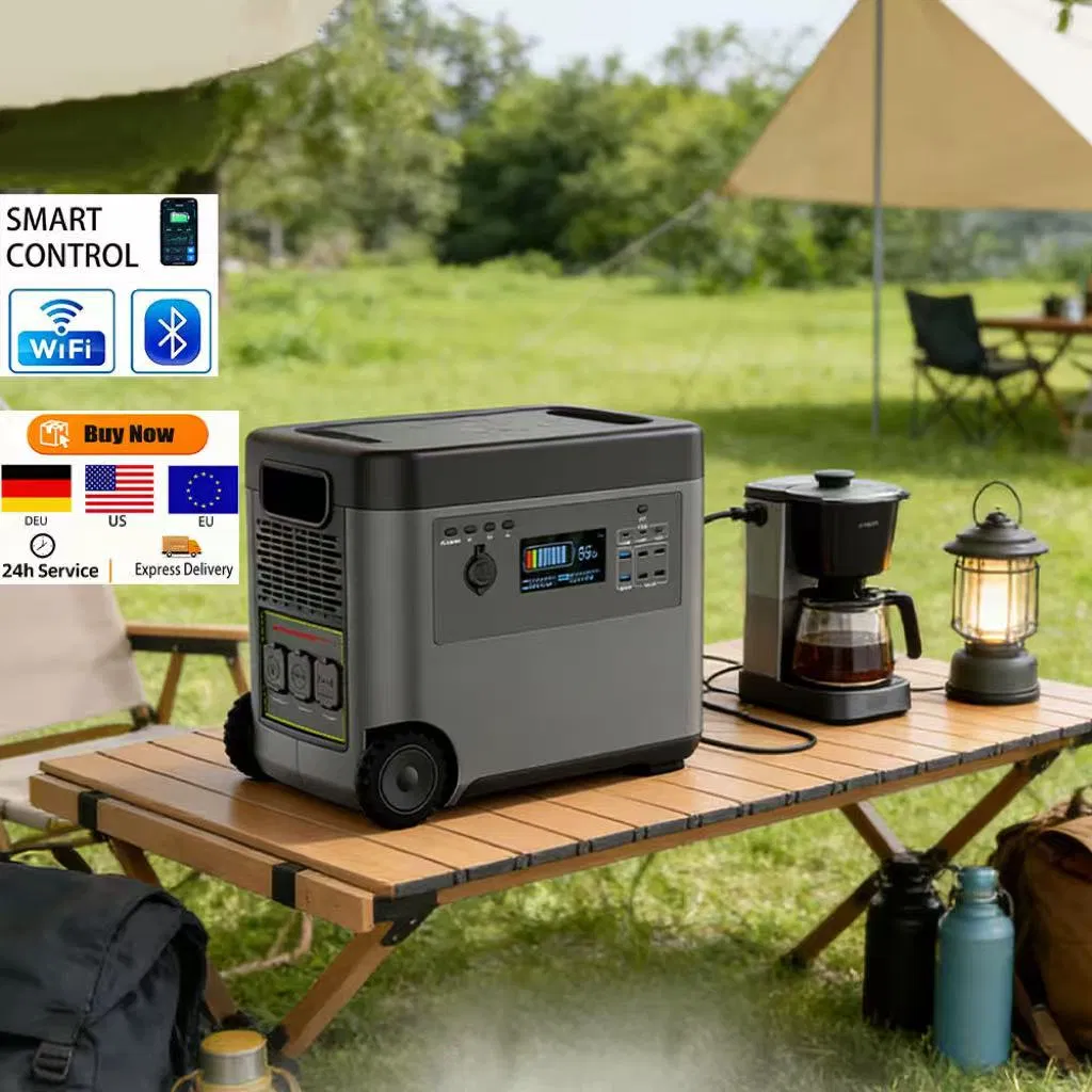 LiFePO4 Solar MPPT Pure Sine Wave 2500W-5000W Jump Starter Cell Storage System Outdoor Camping Backup Portable Power Station Energy Storage Battery