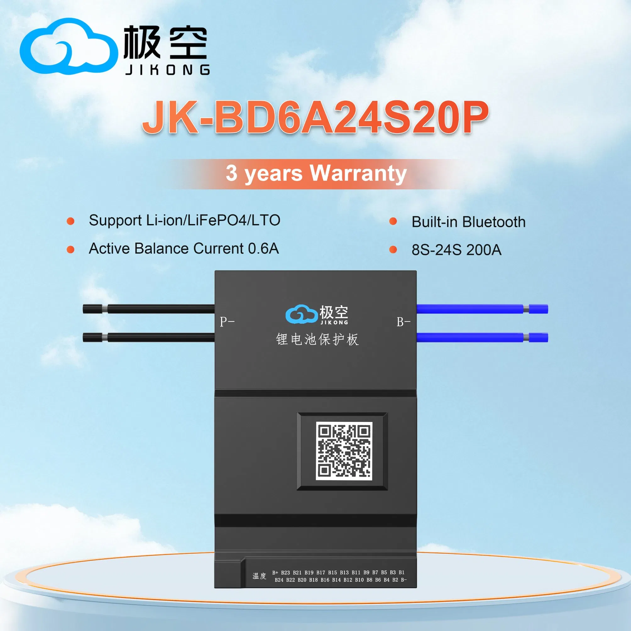Jikong Smart BMS 8s 16s 24s 100A 200A Li-ion LiFePO4 Lto BMS 18650 Batteries BMS Smart Battery Management System UPS