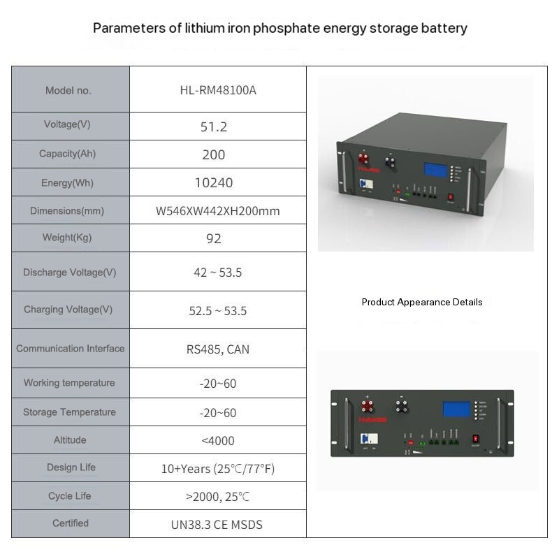 48V 51.2V 100ah Solar Battery Lithium Iron Phosphate Energy Storage Battery UPS Emergency Backup Power Industrial Power Supply