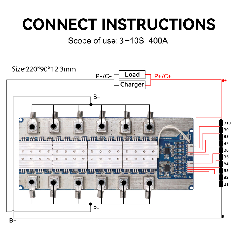 Lws 12.8V Battery Management System BMS for LiFePO4 4s 8s 10s 400A Car Start Battery Packs