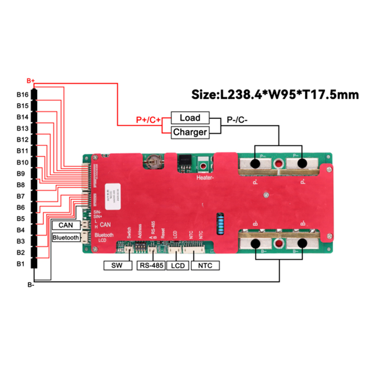 BMS LiFePO4 6s 8s 16s 24V 48V 100A 200A Smart BMS Battery Management System for Lithium Ion Battery Pack