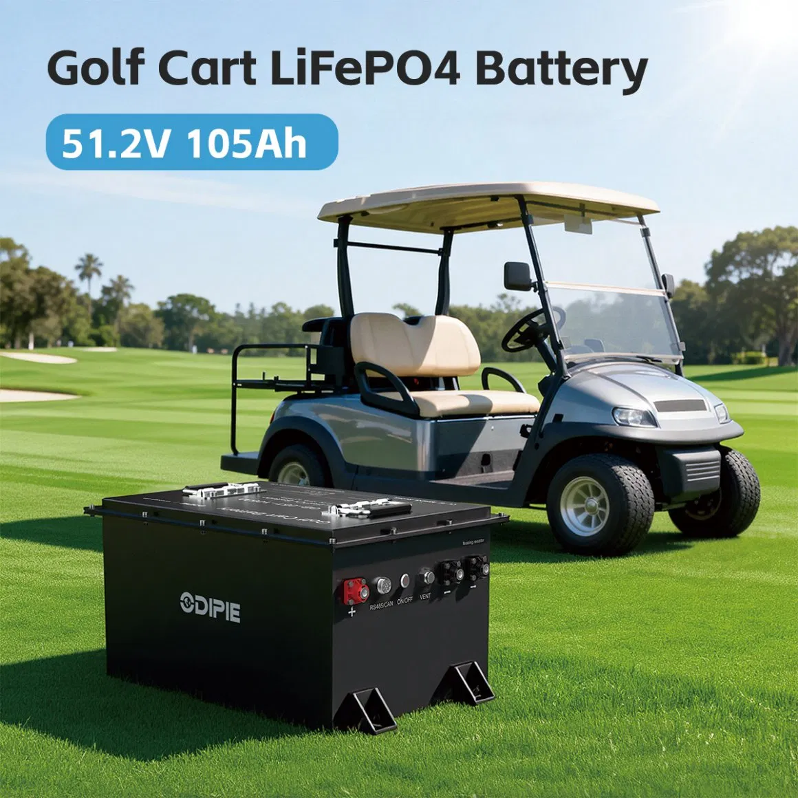 OEM ODM 48V 51.2V 105ah Golf Cart Battery Regenerative Braking Resistor, Bluetooth, RS485 Can LCD Monitor Enabled LiFePO4 Lithium Iron Phosphate Battery