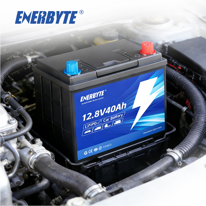 12V 40ah LiFePO4 Car Battery, 660CCA Deep Cycle Automotive Starting Battery, IP66 Waterproof Maintenance-Free Replacement Battery for Cars, Trucks, Suvs and Rvs