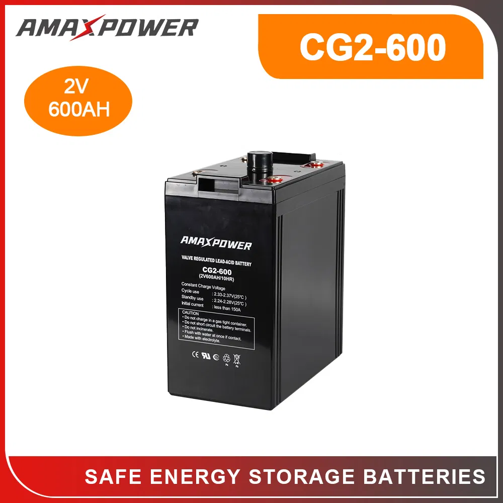 Amaxpower Accumulator High Level Security Function Deep Cycle AGM 2V 600ah Industrial Rechargeable Battery for Backup Power/Communication Equipment