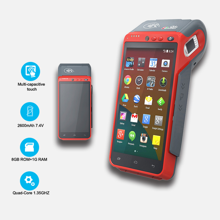 5.5 Inch Touch Screen 4G Smart Mobile Payment Android Handheld POS System with Thermal Printer Hcc-Z100