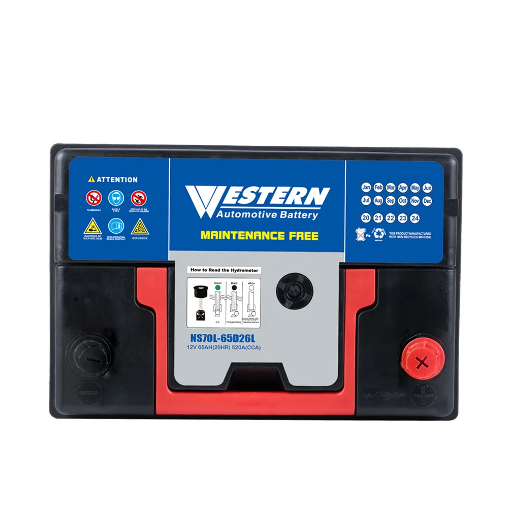 Ns70L-65D26L Mf Western Automotive Car Battery Auto Starting Battery 12V 65ah