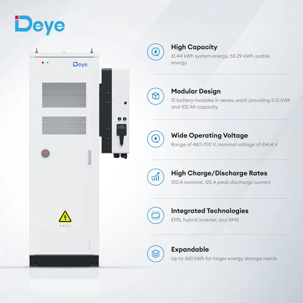 Deye Ge-F60 LiFePO4 Lithium Battery 48V 51.2V 100ah 60kwh 360kwh 600kwh Bess Solar Battery Energy Storage System Cabinet