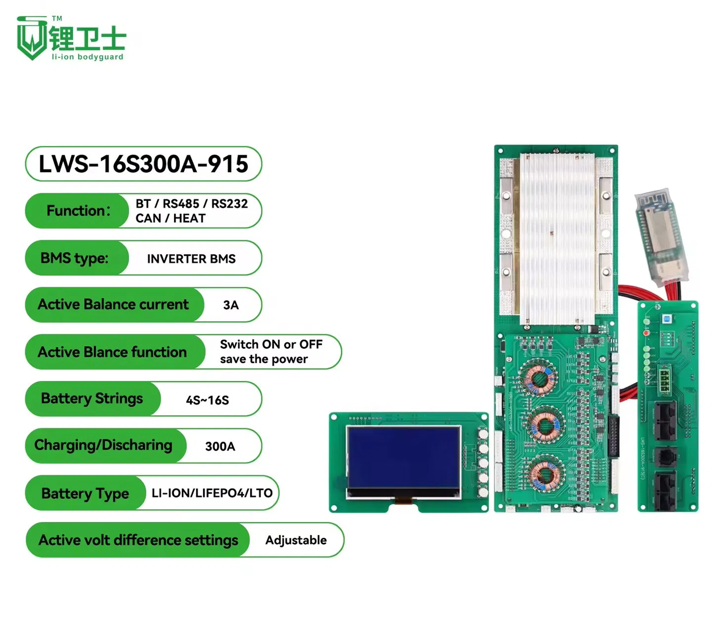 Lws BMS Balance Battery Management Systems BMS LiFePO4 16s 48V with Bt/RS485/Can