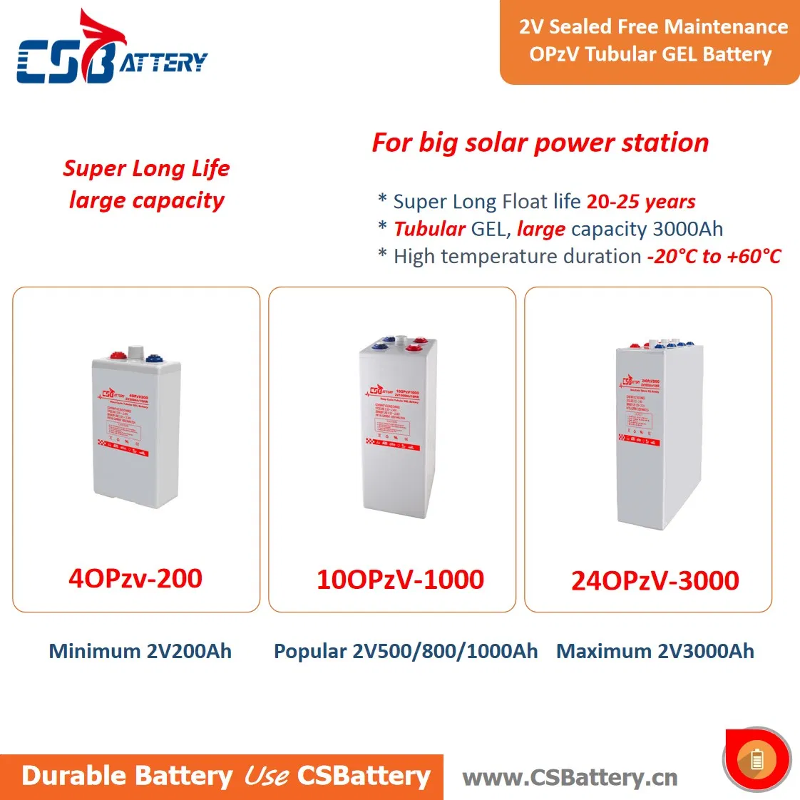 Csbattery 2V350ah Industrial Accumulator UPS Backup Solar-Panel-Power-Batteries Battery for Data-Center//Telecom/Centrifugal-Pumps/Boo