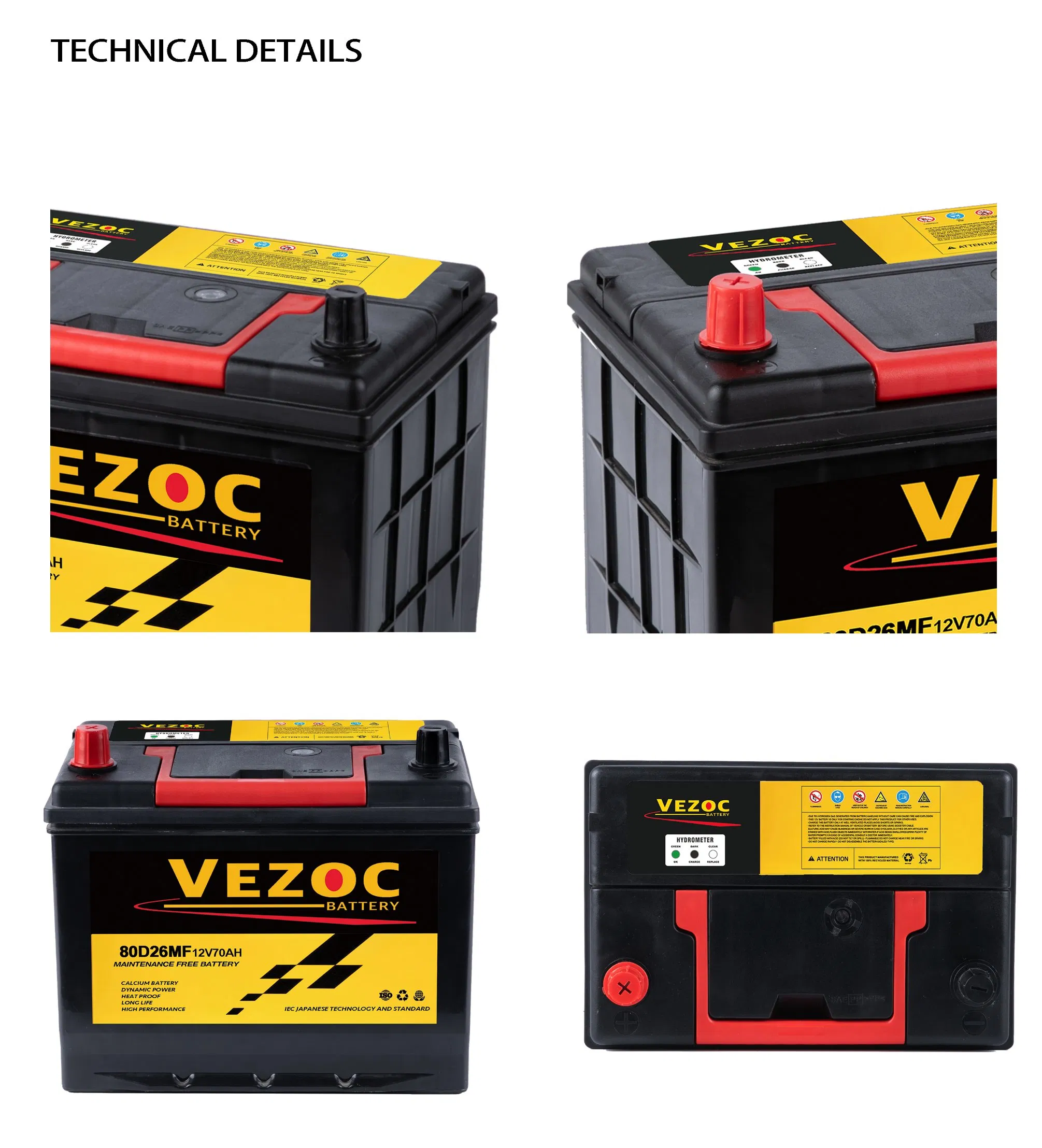 80d26 Japan JIS Standard Maintenance-Free Automotive Battery for SUV Car Starting 12V 70ah