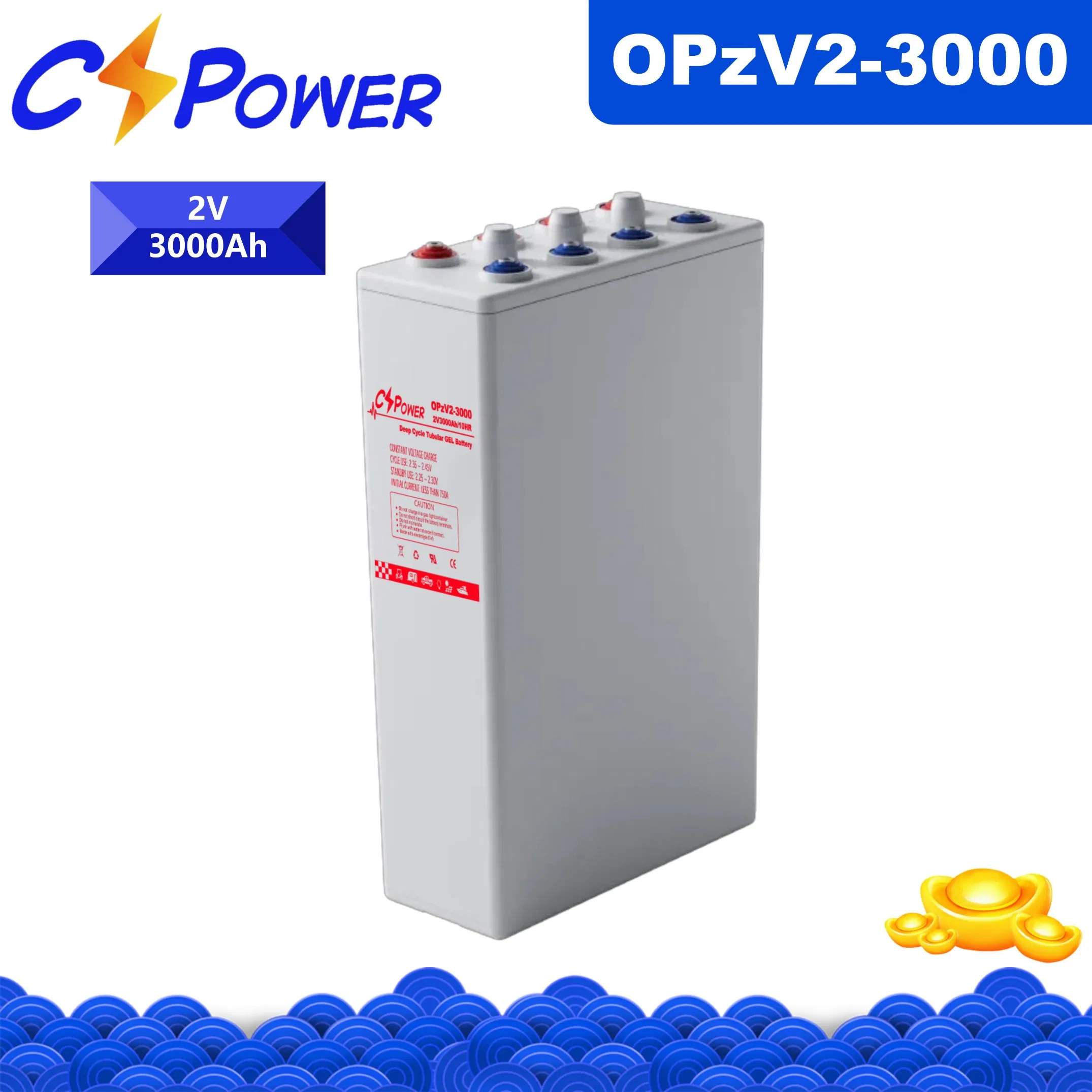 Cspower Opzv Tubular Gel Battery for Solar Power/Industrial Backup 2V 2000ah/2500ah/3000ah