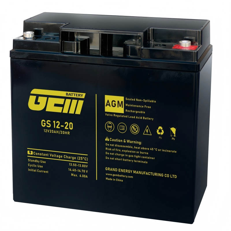 GS 12V 20ah Rechargeable Replacement UPS battery power backup SLA VRLA Deep Cycle Battery Factory Price - GEM BATTERY