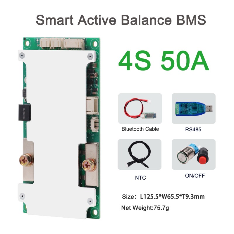 Smart BMS 3s 4s 50A 100A LiFePO4 RS485 Canbus Li-ion Bt Battery Management System BMS