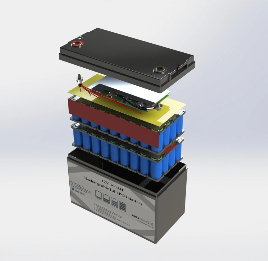 Lithium Battery Wholesale Smartec OEM Long-Life Lithium Iron Phosphate Battery Pack 12V100ah High-Temperature Resistant Electric Car RV Motorhome with BMS