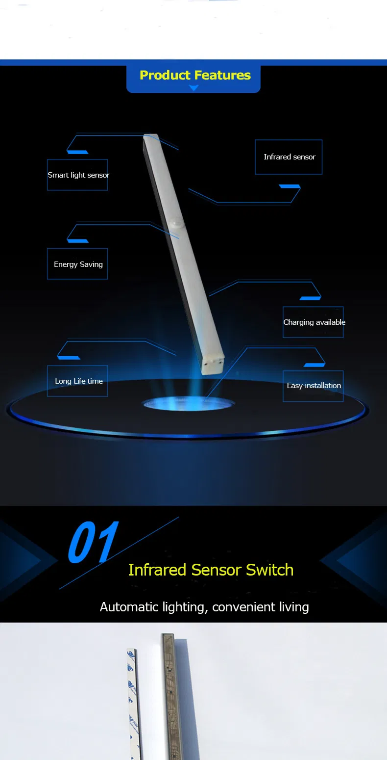 حساس استشعار الحركة ضوء بار ميني USB شريط إضاءة LED صلب للسلم والممر